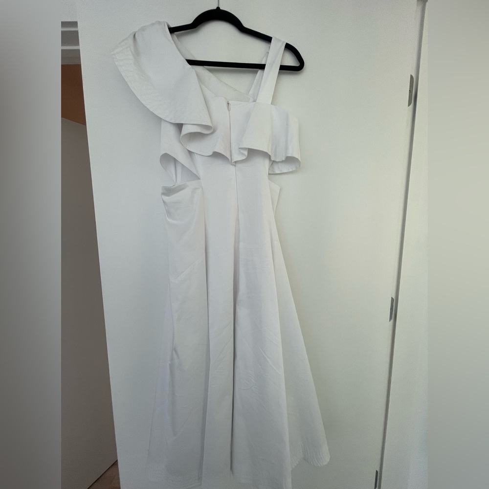 White Veronica Beard Ruffle A Line dress